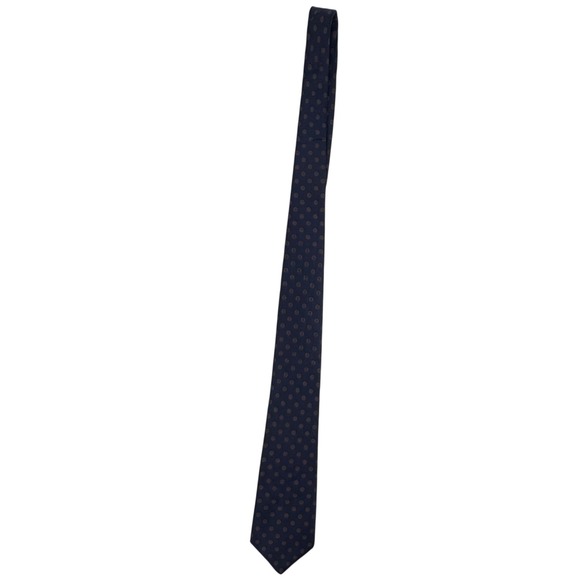 Liberty of London Mens Silk Navy Blue Micro Dot Pattern Necktie 58"x3" - Picture 3 of 4